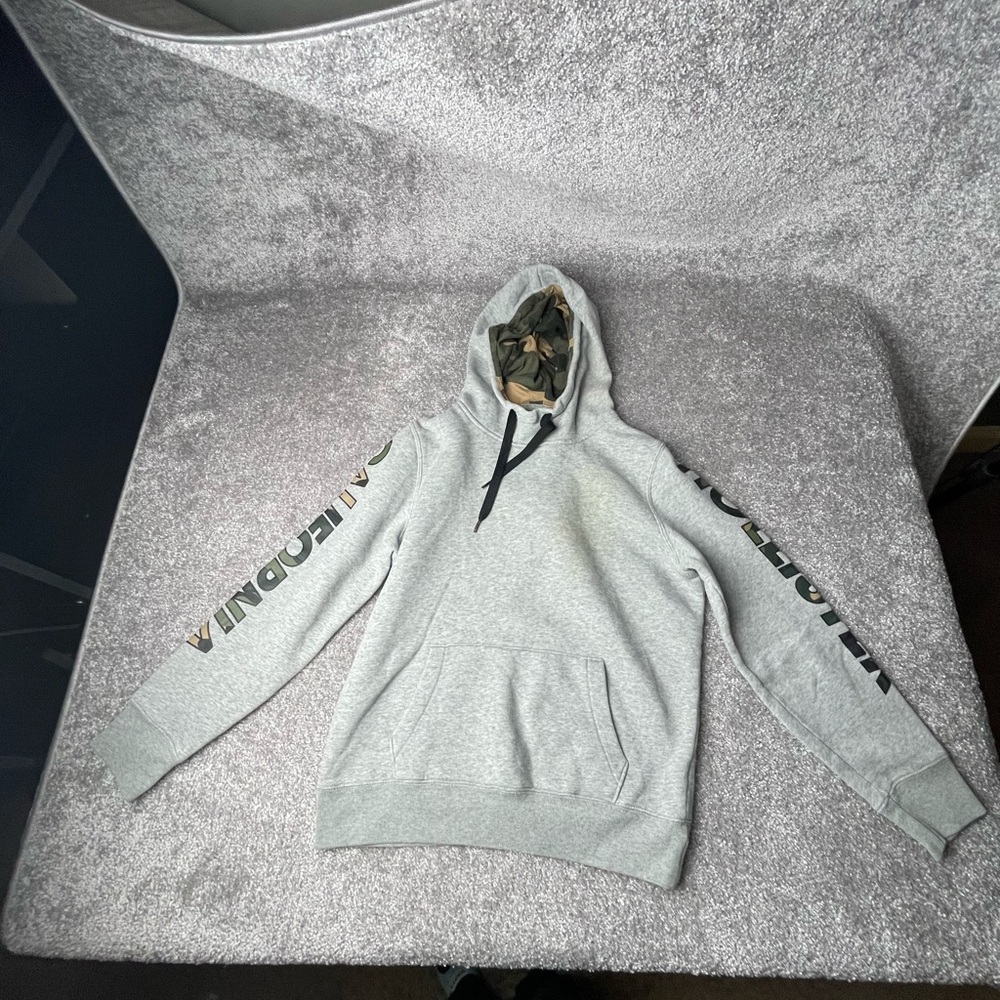 Hollister Gray Hoodie with Black and Gold Accents size adult small